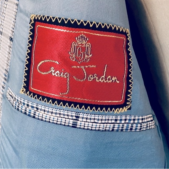 VINTAGE 70s blue plaid Sports Coat Blazer Suit jacket - Picture 11 of 15